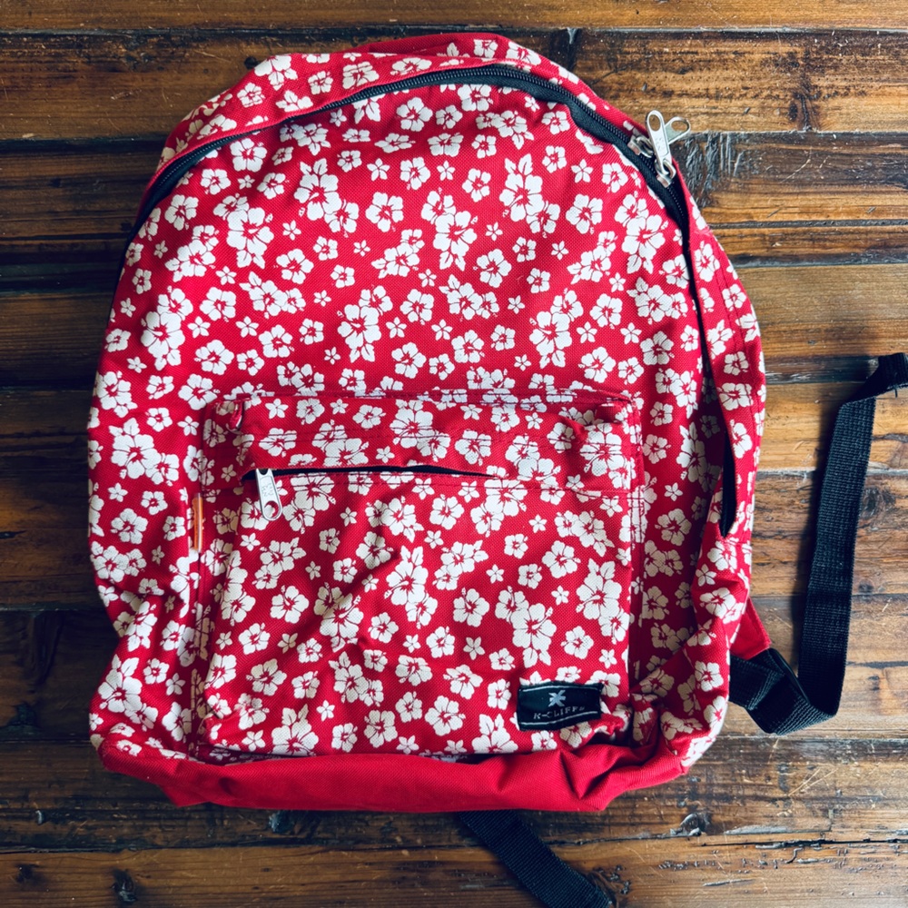 K-Cliffs Red Floral Backpack 🌸